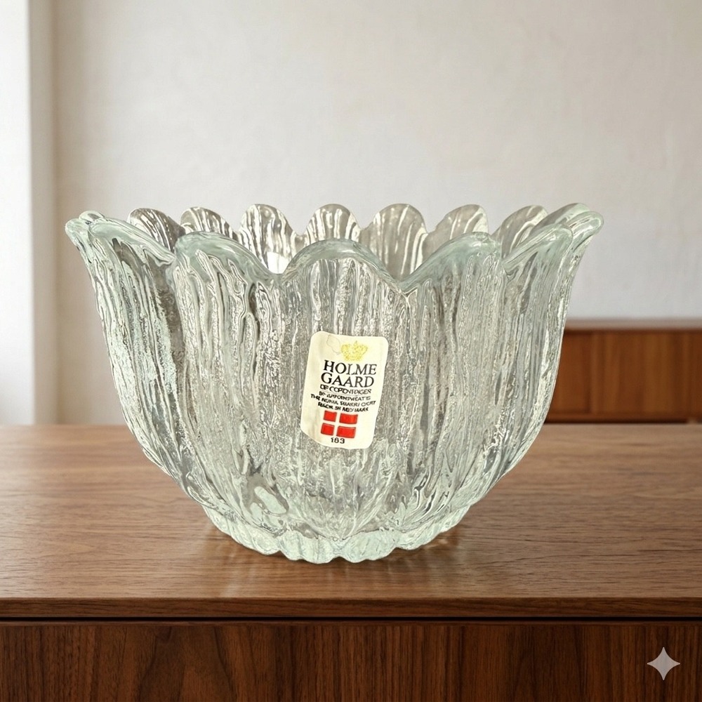 Holmegaard Copenhagen Crystal‎ Textured Glass Votive Candle Holder Denmark